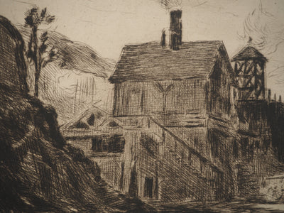 Maximilien LUCE : Maison au feu de bois, Gravure originale (photo de détail 3) - Crédit photo : Galerie Art.Paris