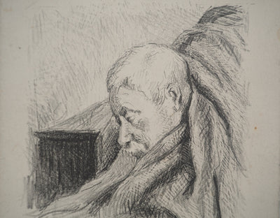 Maximilien LUCE : Vieil homme alité, Lithographie originale (photo de détail 4) - Crédit photo : Galerie Art.Paris