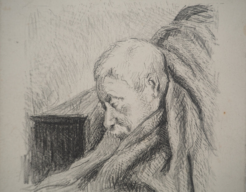 Maximilien LUCE : Vieil homme alité, Lithographie originale (photo de détail 4) - Crédit photo : Galerie Art.Paris