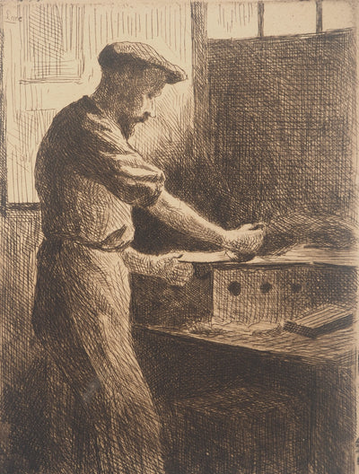 Maximilien LUCE : Imprimeur dans son atelier, Gravure originale (photo de détail 4) - Crédit photo : Galerie Art.Paris