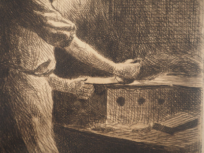 Maximilien LUCE : Imprimeur dans son atelier, Gravure originale (photo de détail 6) - Crédit photo : Galerie Art.Paris