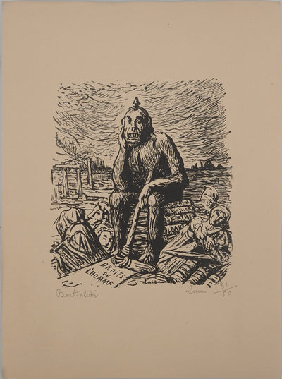 Maximilien LUCE : Bestialité, Lithographie originale (vue générale) - Crédit photo : Galerie Art.Paris