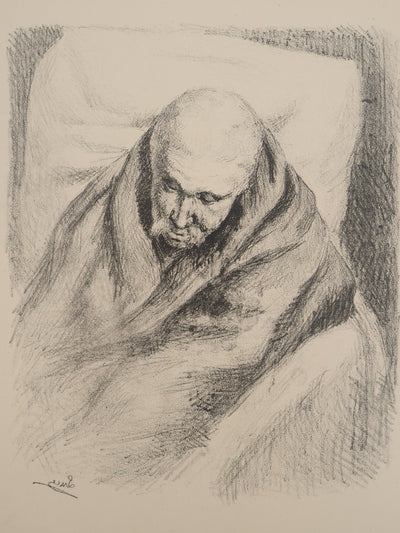 Maximilien LUCE : Vieil homme endormi, Lithographie originale (photo de détail 3) - Crédit photo : Galerie Art.Paris