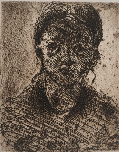 Paul CEZANNE: Porträt eines jungen Mädchens, Original signierter Kupferstich