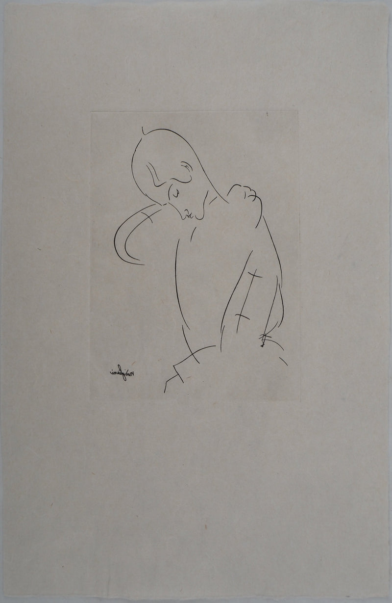 Amedeo MODIGLIANI : Portrait de rêveur, Gravure signée