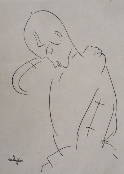 Amedeo MODIGLIANI : Portrait de rêveur, Gravure signée