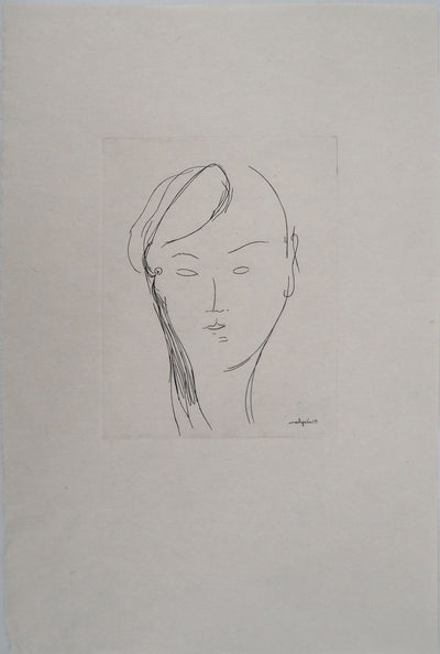 Amedeo MODIGLIANI : Portrait de femme, Gravure signée