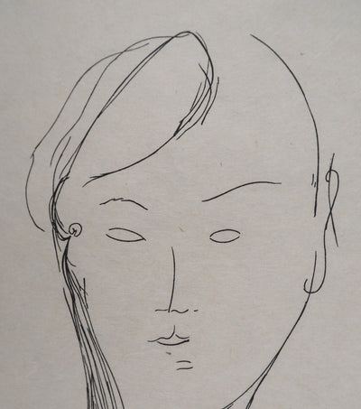 Amedeo MODIGLIANI : Portrait de femme, Gravure signée
