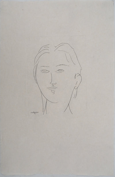 Amedeo MODIGLIANI : Jeune femme, Gravure signée