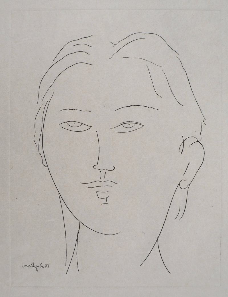 Amedeo MODIGLIANI : Jeune femme, Gravure signée
