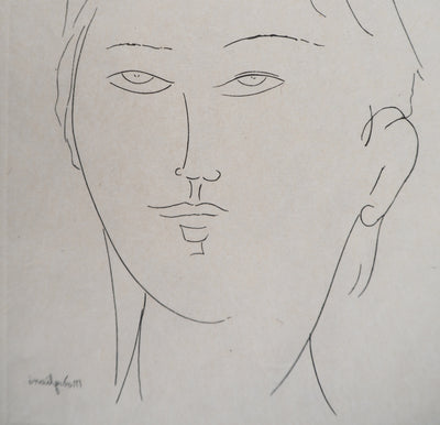 Amedeo MODIGLIANI : Jeune femme, Gravure signée
