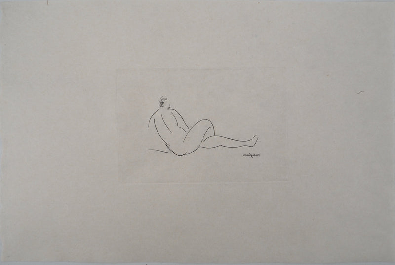Amedeo MODIGLIANI : Femme allongée de dos, Gravure signée