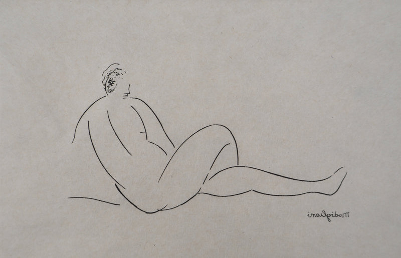 Amedeo MODIGLIANI : Femme allongée de dos, Gravure signée