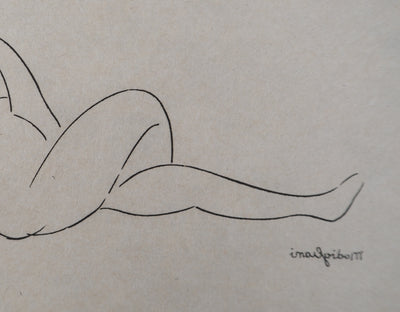 Amedeo MODIGLIANI : Femme allongée de dos, Gravure signée