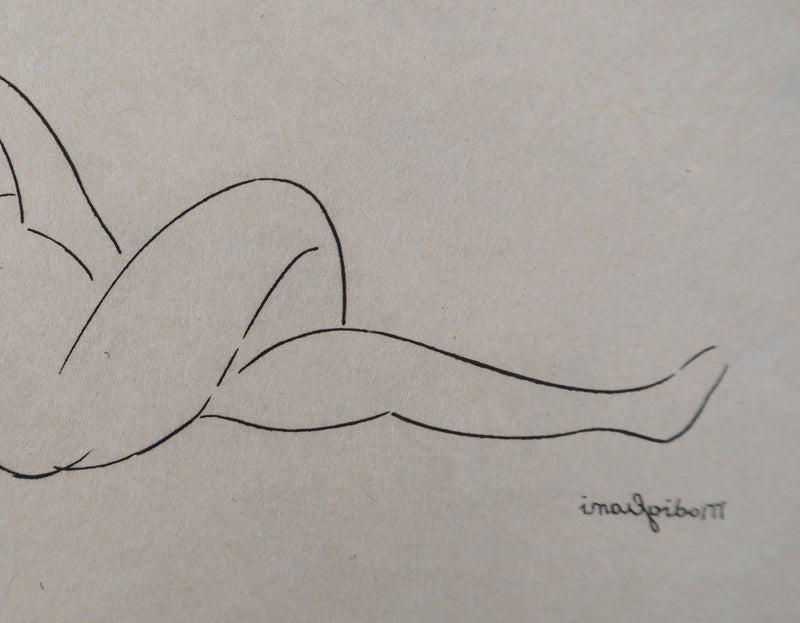 Amedeo MODIGLIANI : Femme allongée de dos, Gravure signée