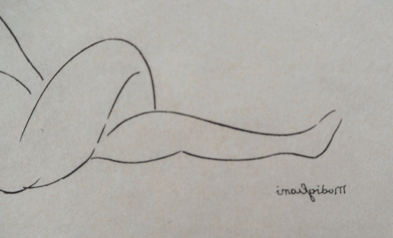 Amedeo MODIGLIANI : Femme allongée de dos, Gravure signée