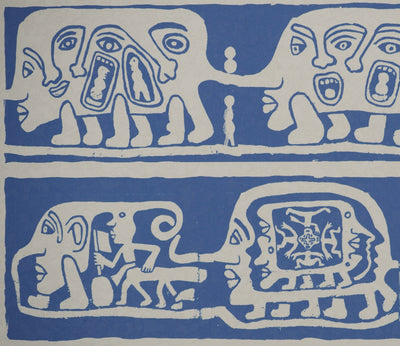 Yvon TAILLANDIER : Catitipède aux visages en bleu II, Sérigraphie originale (photo de détail 4) - Crédit photo : Galerie Art.Paris