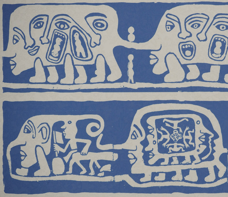 Yvon TAILLANDIER : Catitipède aux visages en bleu II, Sérigraphie originale (photo de détail 4) - Crédit photo : Galerie Art.Paris