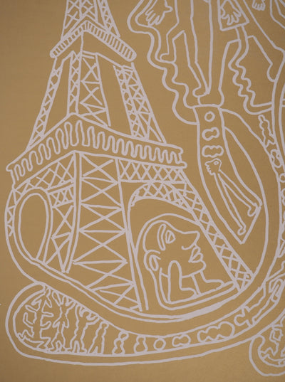 Yvon TAILLANDIER : Paris : La Tour Eiffel en doré sur blanc, Sérigraphie originale (photo de détail 4) - Crédit photo : Galerie Art.Paris