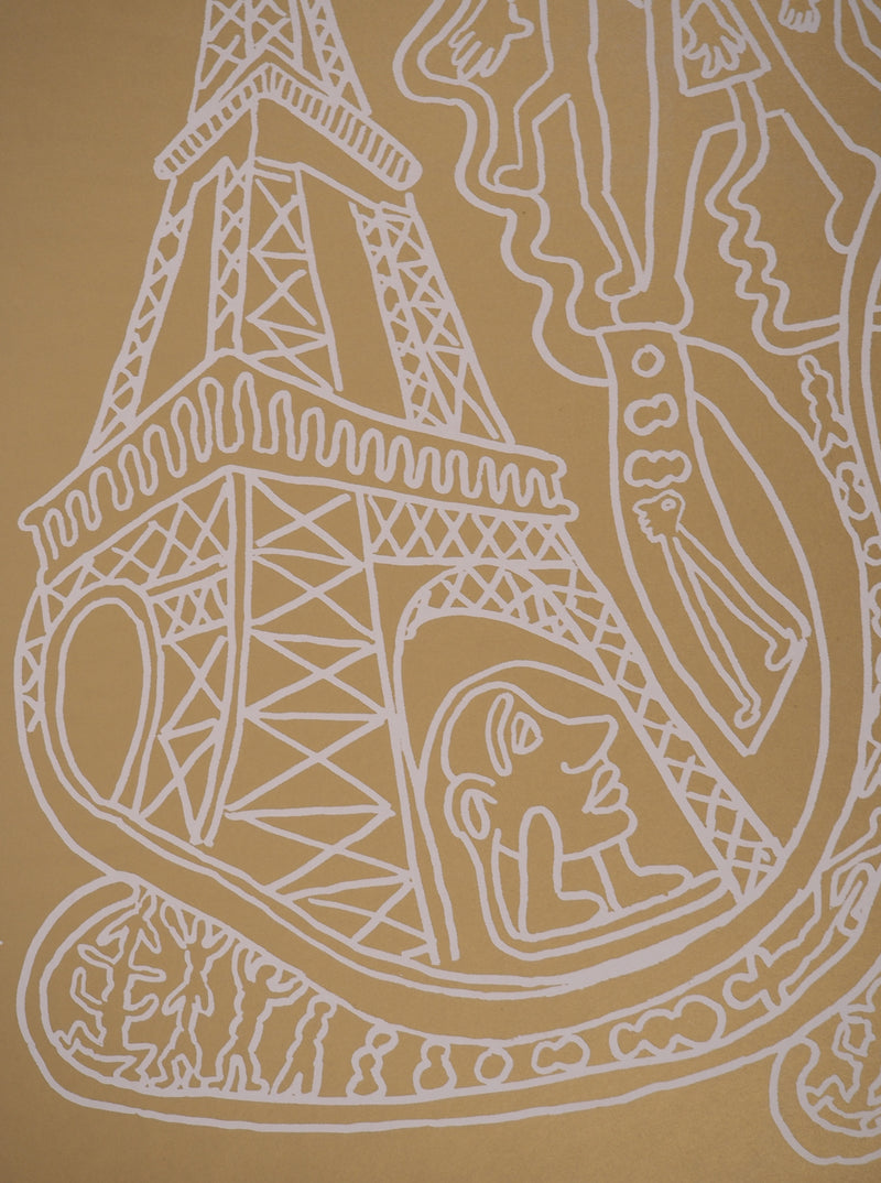 Yvon TAILLANDIER : Paris : La Tour Eiffel en doré sur blanc, Sérigraphie originale (photo de détail 4) - Crédit photo : Galerie Art.Paris