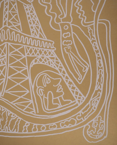 Yvon TAILLANDIER : Paris : La Tour Eiffel en doré sur blanc, Sérigraphie originale (photo de détail 5) - Crédit photo : Galerie Art.Paris