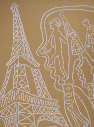 Yvon TAILLANDIER : Paris : La Tour Eiffel en doré sur blanc, Sérigraphie originale (photo de détail 6) - Crédit photo : Galerie Art.Paris