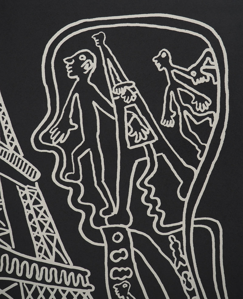 Yvon TAILLANDIER : Paris : La Tour Eiffel en noir sur blanc, Sérigraphie originale (photo de détail 3) - Crédit photo : Galerie Art.Paris