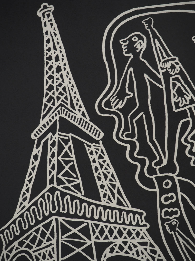 Yvon TAILLANDIER : Paris : La Tour Eiffel en noir sur blanc, Sérigraphie originale (photo de détail 6) - Crédit photo : Galerie Art.Paris