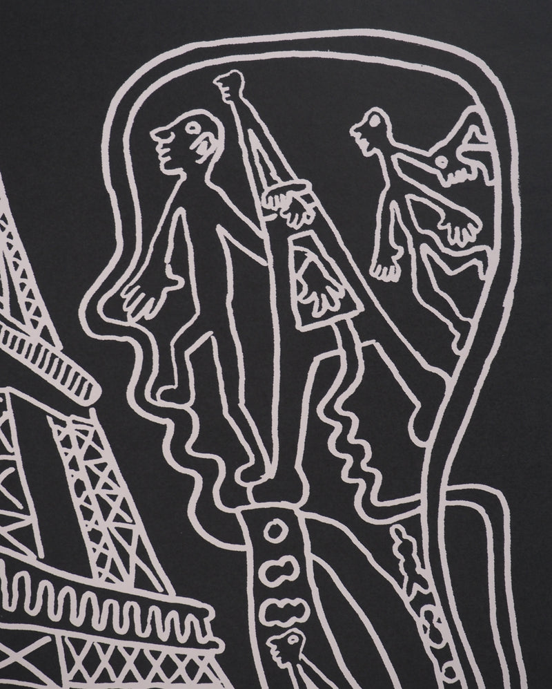 Yvon TAILLANDIER : Paris : La Tour Eiffel en noir sur gris, Sérigraphie originale (photo de détail 4) - Crédit photo : Galerie Art.Paris