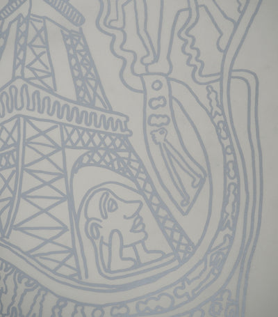 Yvon TAILLANDIER : Paris : La Tour Eiffel en argenté sur blanc, Sérigraphie originale (photo de détail 4) - Crédit photo : Galerie Art.Paris