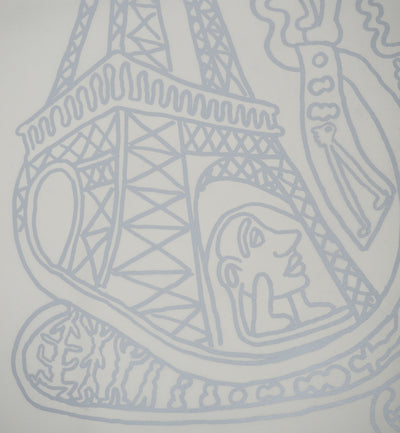 Yvon TAILLANDIER : Paris : La Tour Eiffel en argenté sur blanc, Sérigraphie originale (photo de détail 5) - Crédit photo : Galerie Art.Paris