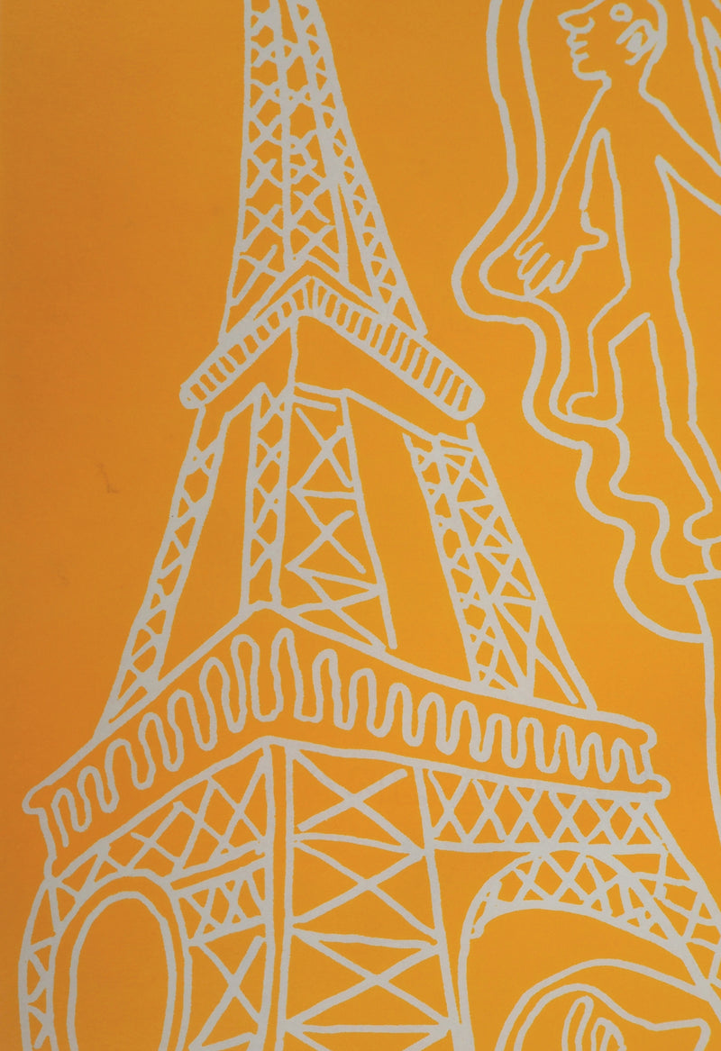 Yvon TAILLANDIER : Paris : La Tour Eiffel en orange, Sérigraphie originale (photo de détail 2) - Crédit photo : Galerie Art.Paris