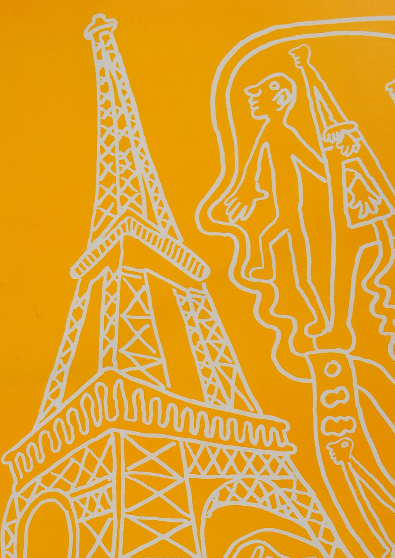 Yvon TAILLANDIER : Paris : La Tour Eiffel en orange, Sérigraphie originale (photo de détail 5) - Crédit photo : Galerie Art.Paris
