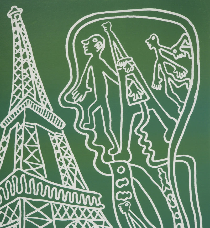 Yvon TAILLANDIER : Paris : La Tour Eiffel en vert, Sérigraphie originale (photo de détail 2) - Crédit photo : Galerie Art.Paris