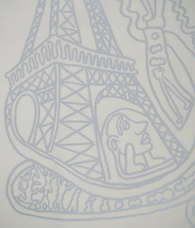 Yvon TAILLANDIER : Paris : La Tour Eiffel en argent sur blanc, Sérigraphie originale (photo de détail 3) - Crédit photo : Galerie Art.Paris