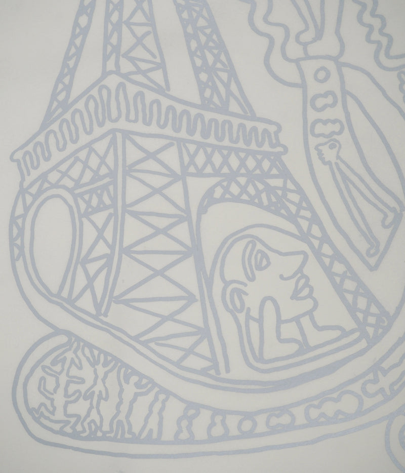 Yvon TAILLANDIER : Paris : La Tour Eiffel en argent sur blanc, Sérigraphie originale (photo de détail 3) - Crédit photo : Galerie Art.Paris