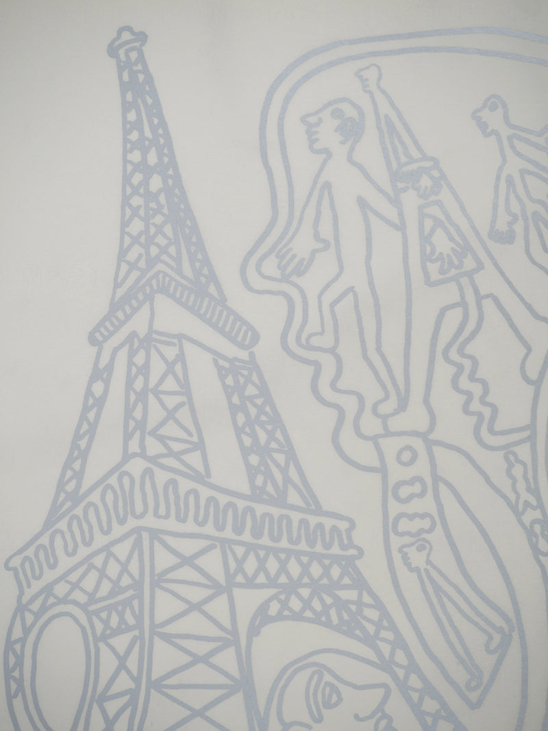 Yvon TAILLANDIER : Paris : La Tour Eiffel en argent sur blanc, Sérigraphie originale (photo de détail 4) - Crédit photo : Galerie Art.Paris