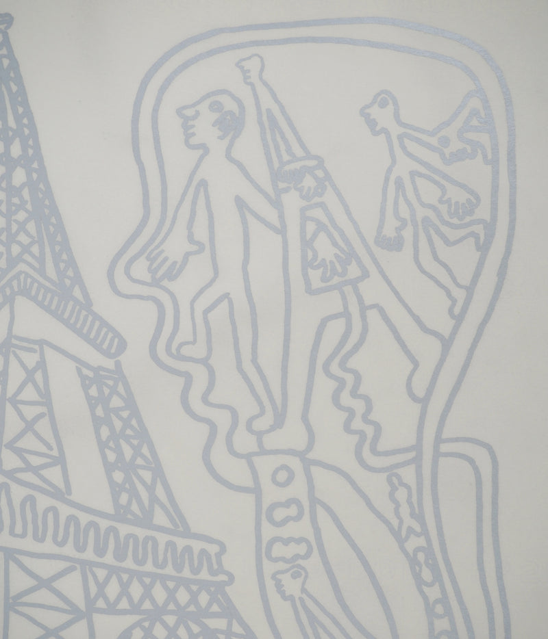 Yvon TAILLANDIER : Paris : La Tour Eiffel en argent sur blanc, Sérigraphie originale (photo de détail 5) - Crédit photo : Galerie Art.Paris