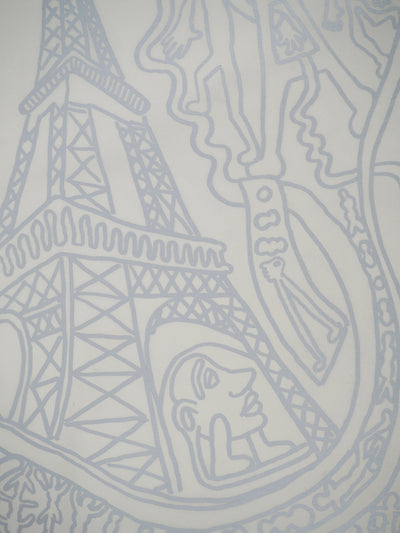 Yvon TAILLANDIER : Paris : La Tour Eiffel en argent sur blanc, Sérigraphie originale (photo de détail 6) - Crédit photo : Galerie Art.Paris
