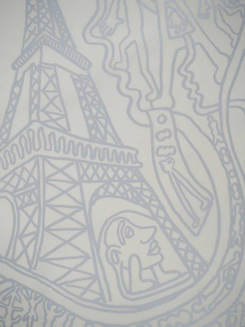 Yvon TAILLANDIER : Paris : La Tour Eiffel en argent sur blanc, Sérigraphie originale (photo de détail 6) - Crédit photo : Galerie Art.Paris
