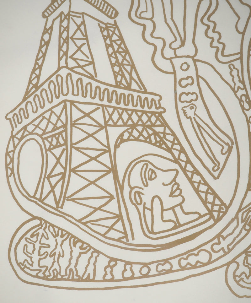 Yvon TAILLANDIER : Paris : La Tour Eiffel en doré sur blanc, Sérigraphie originale (photo de détail 3) - Crédit photo : Galerie Art.Paris
