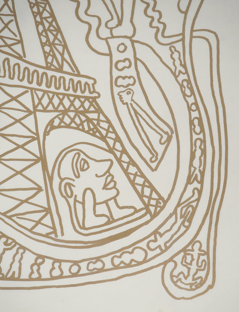 Yvon TAILLANDIER : Paris : La Tour Eiffel en doré sur blanc, Sérigraphie originale (photo de détail 4) - Crédit photo : Galerie Art.Paris