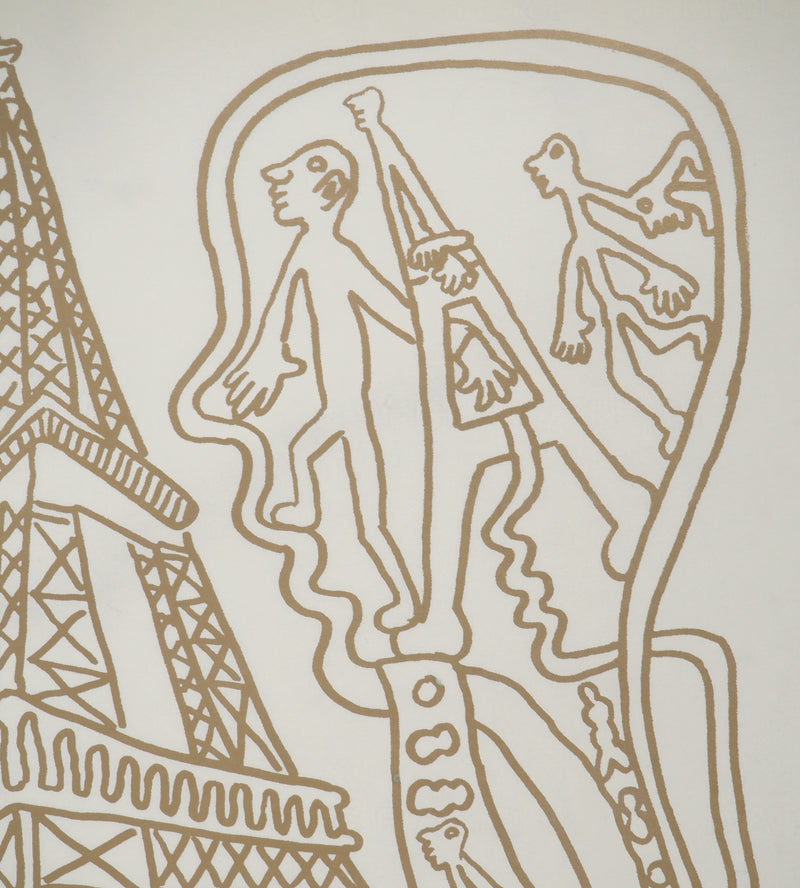 Yvon TAILLANDIER : Paris : La Tour Eiffel en doré sur blanc, Sérigraphie originale (photo de détail 5) - Crédit photo : Galerie Art.Paris