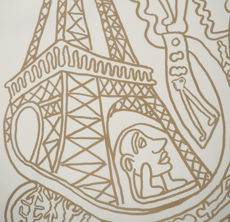 Yvon TAILLANDIER : Paris : La Tour Eiffel en doré sur blanc, Sérigraphie originale (photo de détail 6) - Crédit photo : Galerie Art.Paris