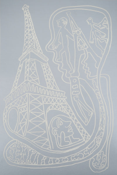 Yvon TAILLANDIER : Paris : La Tour Eiffel en argent sur blanc, Sérigraphie originale (photo de détail 2) - Crédit photo : Galerie Art.Paris