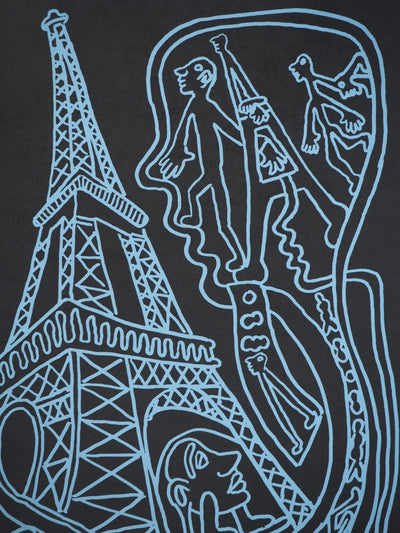 Yvon TAILLANDIER : Paris : La Tour Eiffel en noir sur bleu, Sérigraphie originale (photo de détail 3) - Crédit photo : Galerie Art.Paris