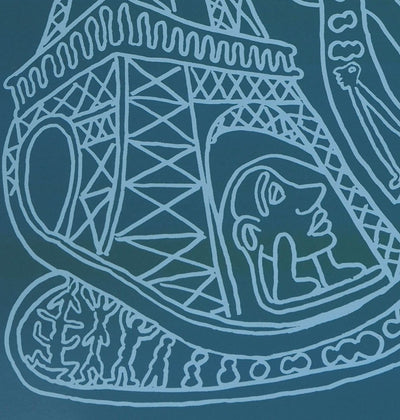 Yvon TAILLANDIER : Paris : La Tour Eiffel en vert sur bleu, Sérigraphie originale (photo de détail 5) - Crédit photo : Galerie Art.Paris