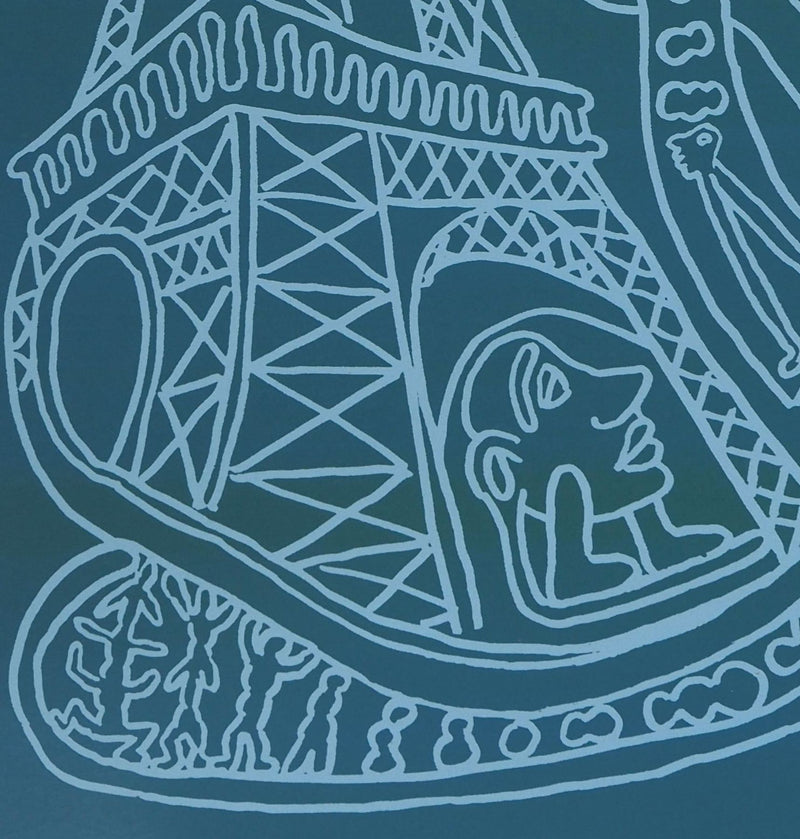 Yvon TAILLANDIER : Paris : La Tour Eiffel en vert sur bleu, Sérigraphie originale (photo de détail 5) - Crédit photo : Galerie Art.Paris