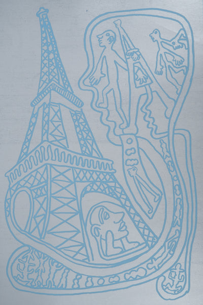 Yvon TAILLANDIER : Paris : La Tour Eiffel en argent sur bleu, Sérigraphie originale (photo de détail 2) - Crédit photo : Galerie Art.Paris