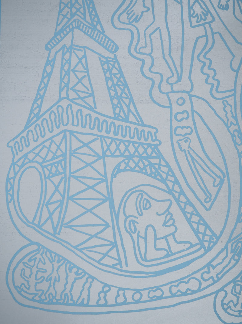 Yvon TAILLANDIER : Paris : La Tour Eiffel en argent sur bleu, Sérigraphie originale (photo de détail 3) - Crédit photo : Galerie Art.Paris